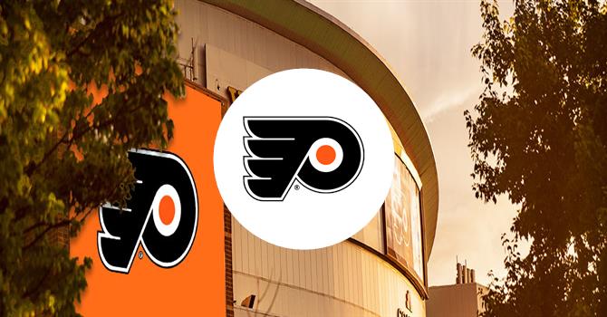 Philadelphia Flyers logo in front of the Wells Fargo Center