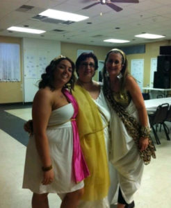 Debi Lee Jackson and friends at a toga party.