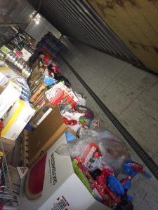 Collected toys in a truck.