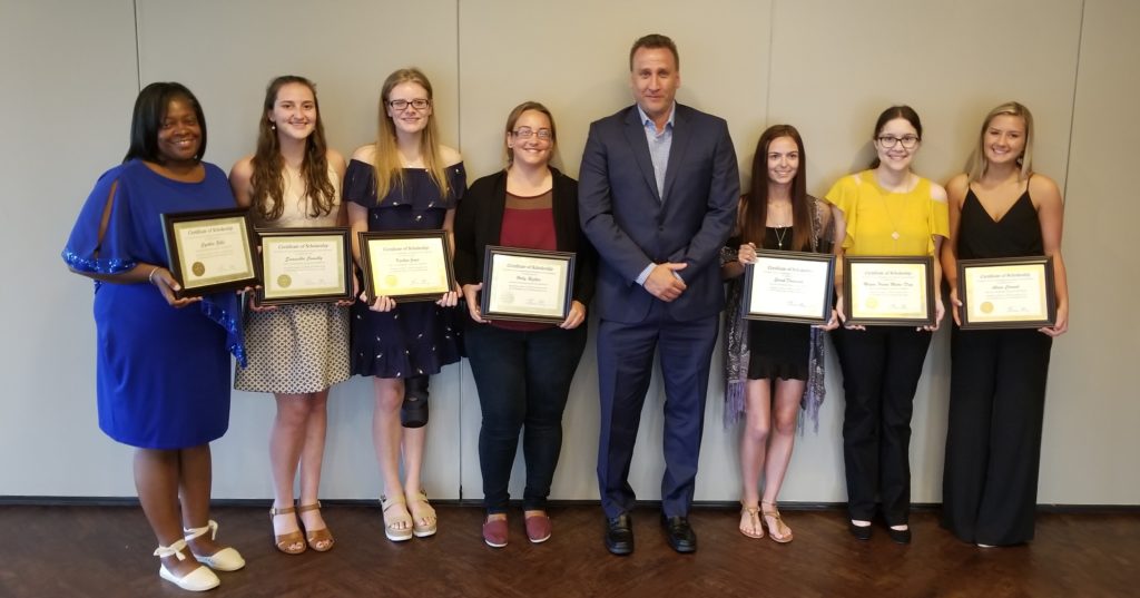 The 2019 Irv R. String Local 152 Scholarship Fund Winners with President Brian String