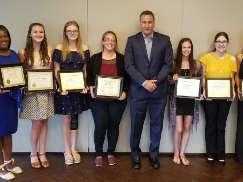The 2019 Irv R. String Local 152 Scholarship Fund Winners with President Brian String