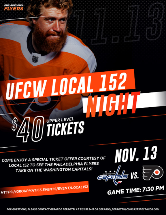 Flyers vs Capitals game flyer - 11/13/2019