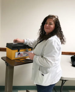 A UFCW Local 152 member from Cape Regional Medical Center voting on the 2020 contract.