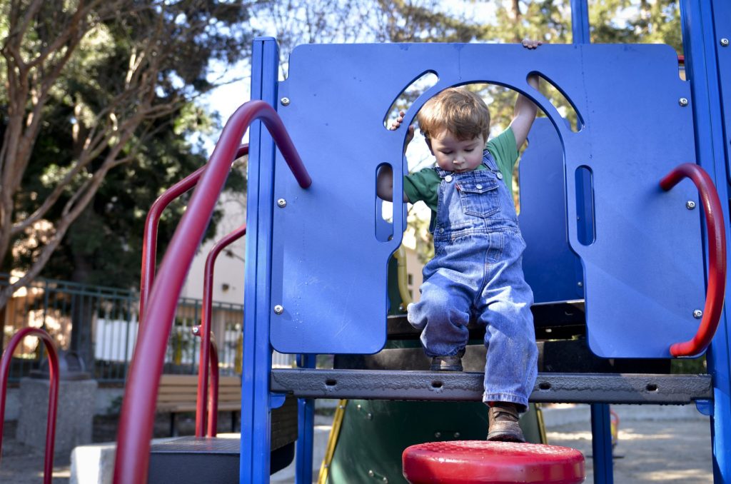 A child playing on a playground.