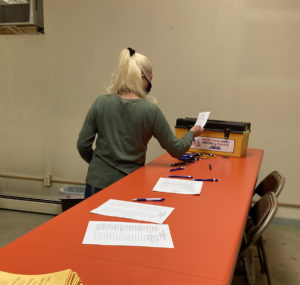 A member voting at the Kunzler & Company ratification in 2021.