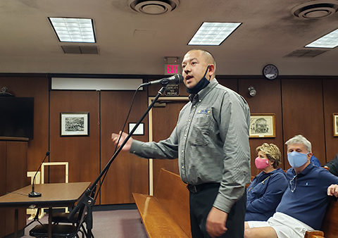 Hugh Giordano speaking at the 5/13/2021 meeting. Photo from Jersey Shore Online.