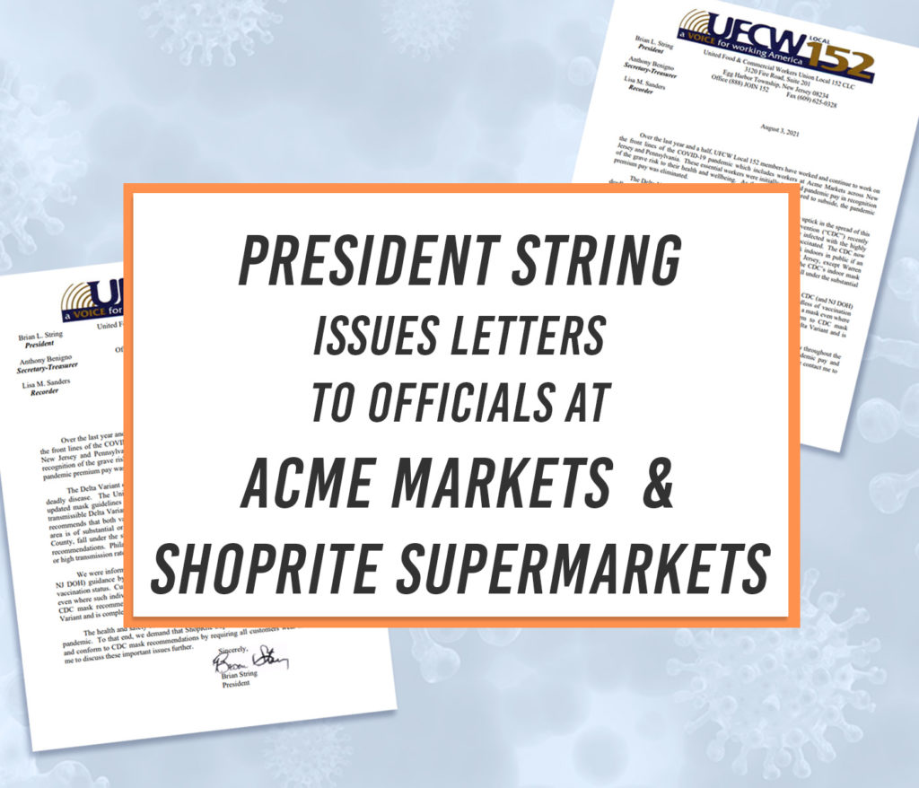 President Brian String Issues Letters to Officials at Acme Markets and ShopRite Supermarkets
