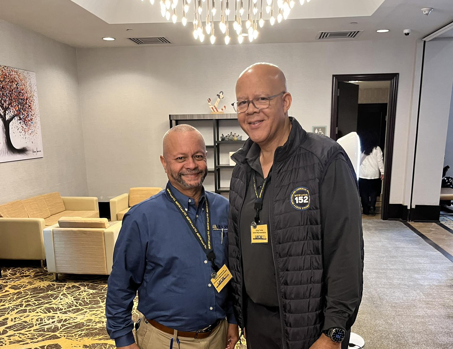Retirees Jose Echevarria and Greg Torian at the recent Shop Steward Seminar.